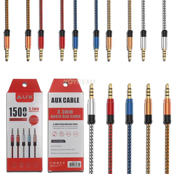 3.5mm fabric audio aux cable for speaker device mp3 phone radio dvd sound 1.5 meter multi colors with retail packing
3.5mm fabric audio aux cable for speaker device mp3 phone radio dvd sound 1.5 meter multi colors with retail packing