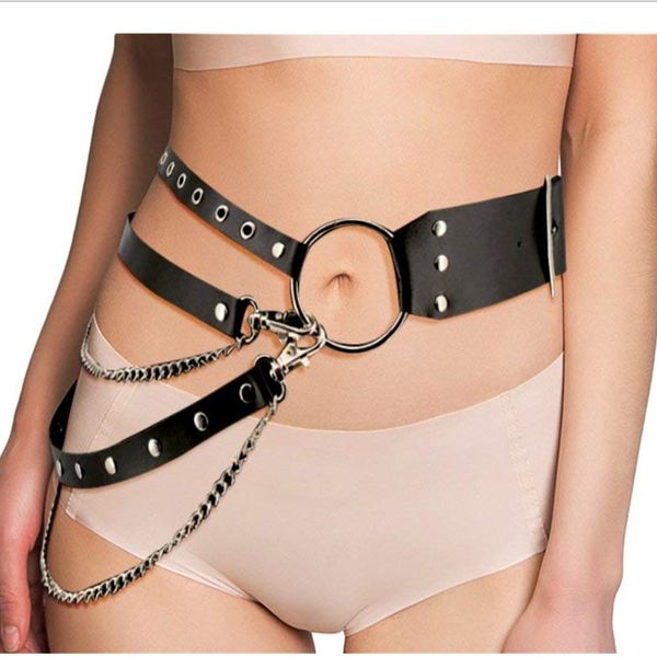 punk waist belt fashion adjustable leather harness for women party accessories garters with metal chain garter boogeaneel, Black;white
punk waist belt fashion adjustable leather harness for women party accessories garters with metal chain garter boogeaneel, Black;white