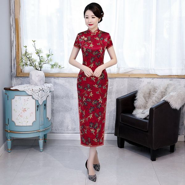 lady печати цветок шелковый qipao sexy plus размер 3xl мандарин воротник cheongsam элегантный вечер платье партии китайский стиль vestidos, Red
lady печати цветок шелковый qipao sexy plus размер 3xl мандарин воротник cheongsam элегантный вечер платье партии китайский стиль vestidos, Red
