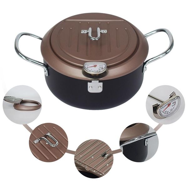 tempura deep fryer pot with lid and thermometer oil drip drainer rack temperature control fryer pan kitchen cookware 20cm
tempura deep fryer pot with lid and thermometer oil drip drainer rack temperature control fryer pan kitchen cookware 20cm