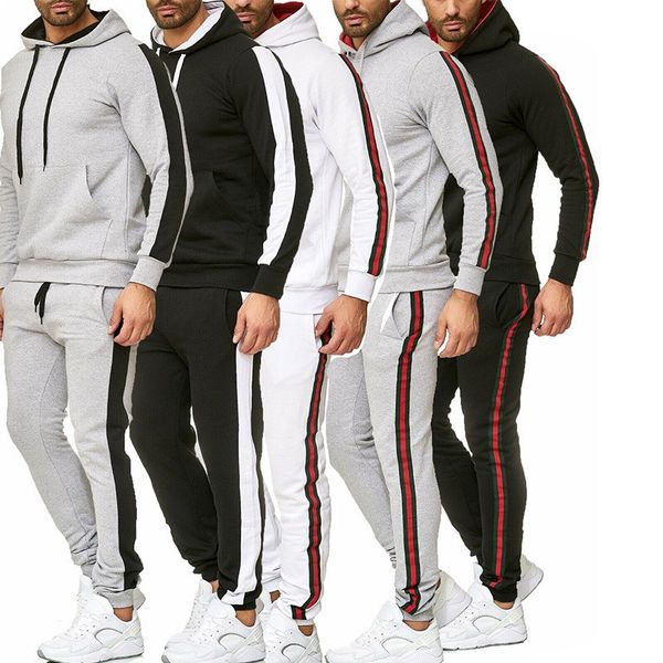 stripe panelled mens designer tracksuits fashion slim hooded sweatshirt two piece pants casual spring homme tracksuits, Gray
stripe panelled mens designer tracksuits fashion slim hooded sweatshirt two piece pants casual spring homme tracksuits, Gray