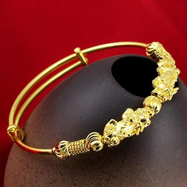 vietnam alluvial gold ethnic pixiu lucky bangle for women adjustable gold color female wedding bracelet ladies jewelry, Black
vietnam alluvial gold ethnic pixiu lucky bangle for women adjustable gold color female wedding bracelet ladies jewelry, Black