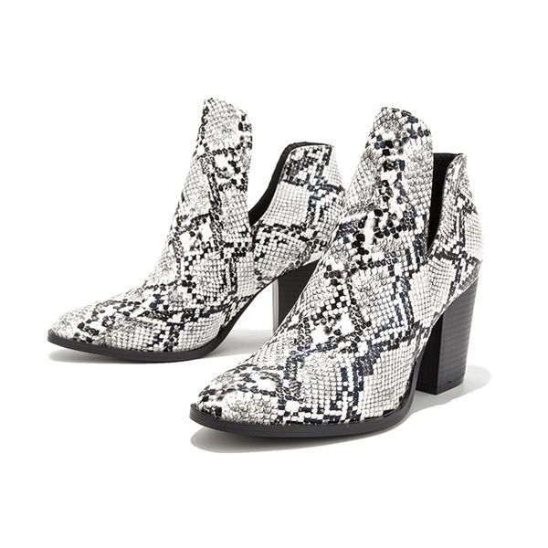 women's pointed high-heeled fashion snake pattern shoes boots large size booties thick-snake print women's ankle boots new 103, Black
women's pointed high-heeled fashion snake pattern shoes boots large size booties thick-snake print women's ankle boots new 103, Black