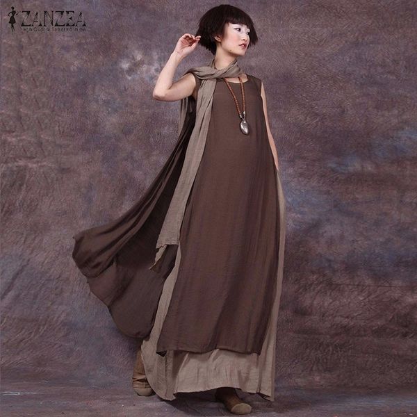 vintage long maxi dresses women zanzea 2019 summer casual loose sleeveless o neck elegant splicing vestidos plus size 5xl, Black;gray
vintage long maxi dresses women zanzea 2019 summer casual loose sleeveless o neck elegant splicing vestidos plus size 5xl, Black;gray