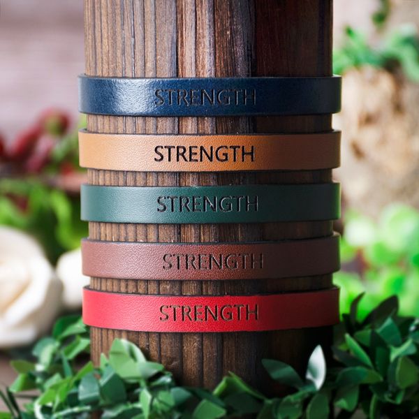 fashion personality genuine leather bracelet for men women engrave strength letter jewelry friendship couple gift, Golden;silver
fashion personality genuine leather bracelet for men women engrave strength letter jewelry friendship couple gift, Golden;silver