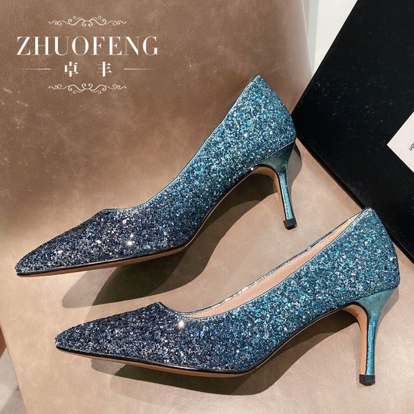 2020 new evening dress high-heeled shoes women's fine-heeled sequin banquet shoes annual party single shoe bridesmaid, Black
2020 new evening dress high-heeled shoes women's fine-heeled sequin banquet shoes annual party single shoe bridesmaid, Black
