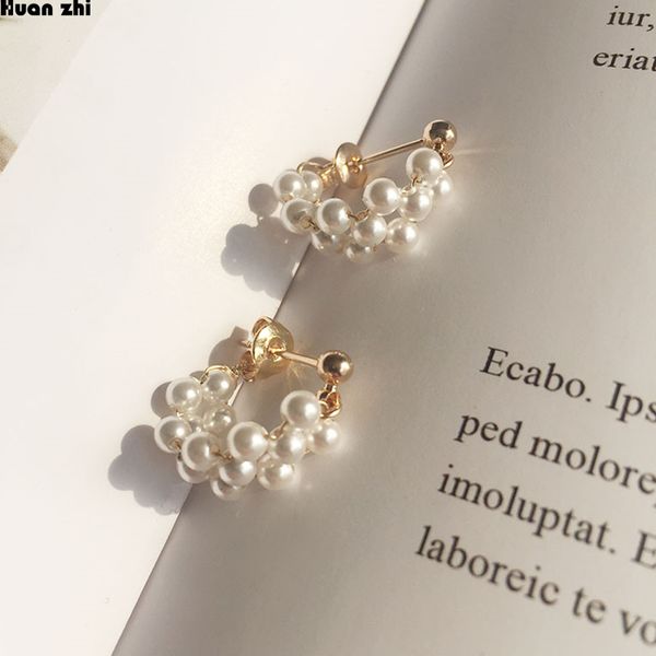 huanzhi handmade elegant pearl braid double side wide small stud earrings for women girl wedding party jewelry, Golden;silver
huanzhi handmade elegant pearl braid double side wide small stud earrings for women girl wedding party jewelry, Golden;silver