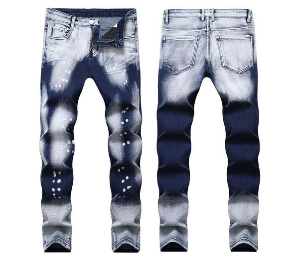 2020 fashion mens stretch gradation painted jeans slim fit designer straight panelled biker motorcycle denim pants streetwear, Blue
2020 fashion mens stretch gradation painted jeans slim fit designer straight panelled biker motorcycle denim pants streetwear, Blue