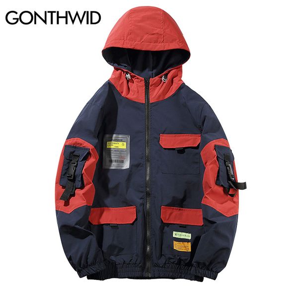 gonthwid multi pockets full zip up color block patchwork hooded windbreaker jackets coat streetwear hip hop casual track jacket, Black;brown
gonthwid multi pockets full zip up color block patchwork hooded windbreaker jackets coat streetwear hip hop casual track jacket, Black;brown