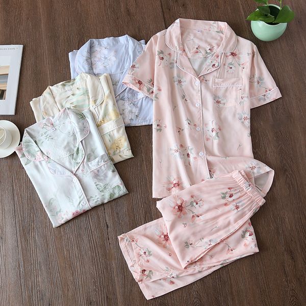 spring summer new cotton women's pajamas floral pajamas for women pyjamas sleepwear pijamas short-sleeved trousers homewear, Blue;gray
spring summer new cotton women's pajamas floral pajamas for women pyjamas sleepwear pijamas short-sleeved trousers homewear, Blue;gray