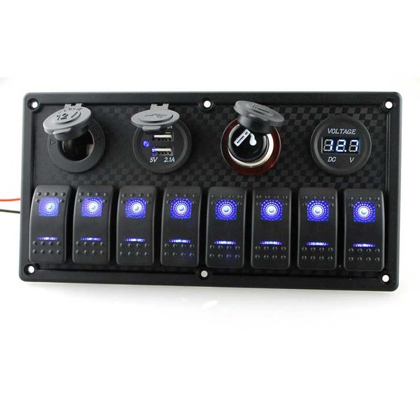 8 gang switch panel car styling waterproof 12v car auto boat marine blue led on-off rocket switch cigaretter lighter dual charger voltmeter
8 gang switch panel car styling waterproof 12v car auto boat marine blue led on-off rocket switch cigaretter lighter dual charger voltmeter