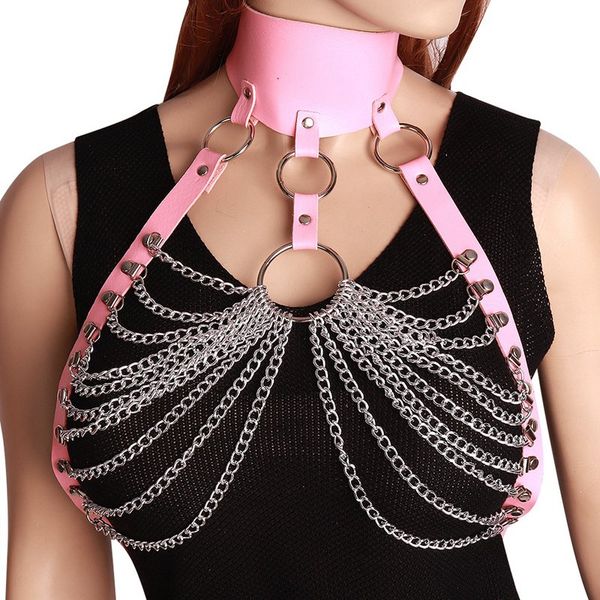 metal chain leather harness cage neck belt adjustable punk goth hollow out party dance clothing straps lingerie, Black;white
metal chain leather harness cage neck belt adjustable punk goth hollow out party dance clothing straps lingerie, Black;white