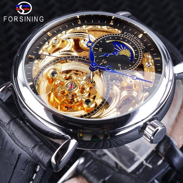 forsining new golden silver mechanical watches for men fashion blue hands black genuine leather blet moonphase, Slivery;brown
forsining new golden silver mechanical watches for men fashion blue hands black genuine leather blet moonphase, Slivery;brown