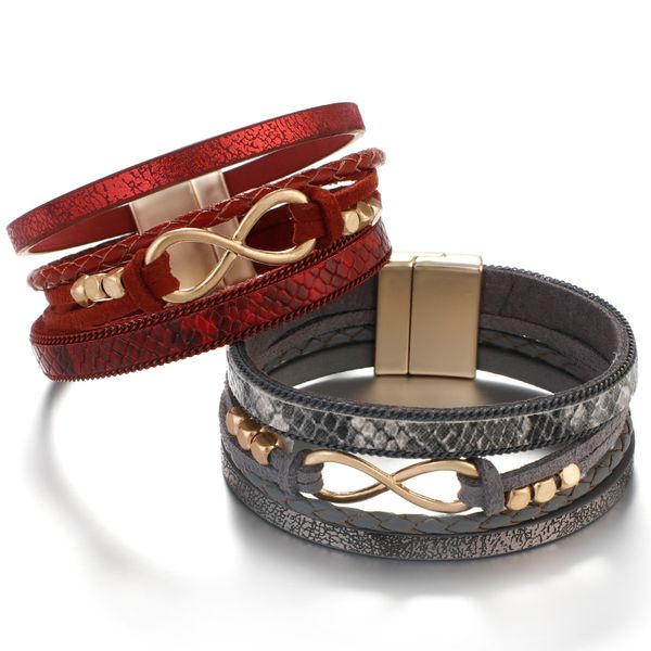 allyes infinity charm bracelets bangles for women 2019 fashion ladies wide wrap multilayer snake leather bracelet femme jewelry, Golden;silver
allyes infinity charm bracelets bangles for women 2019 fashion ladies wide wrap multilayer snake leather bracelet femme jewelry, Golden;silver