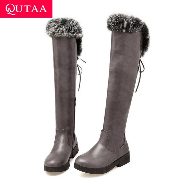 qutaa 2020 winter warm fur platform zipper lace up women shoes pu round toe square low heel over the knee high boots size 34-39, Black
qutaa 2020 winter warm fur platform zipper lace up women shoes pu round toe square low heel over the knee high boots size 34-39, Black