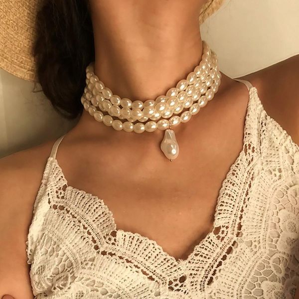 diezi multilayer baroque irregular pearl statement necklace for women 2019 fashion short choker necklace ladies femme jewelry, Silver
diezi multilayer baroque irregular pearl statement necklace for women 2019 fashion short choker necklace ladies femme jewelry, Silver