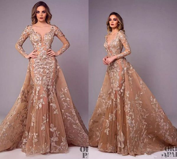 tony chaaya champagne evening dresses with detachable skirt v neck sweep train long sleeve prom dress lace applique illusion formal gowns, Black;red
tony chaaya champagne evening dresses with detachable skirt v neck sweep train long sleeve prom dress lace applique illusion formal gowns, Black;red