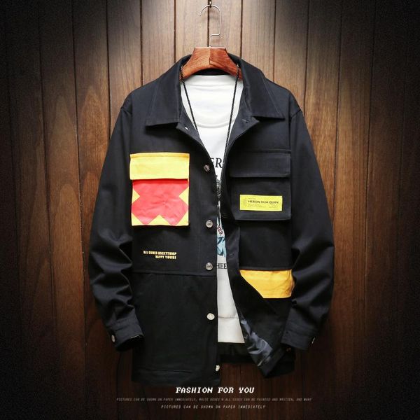 japanese autumn men's black jackets 2020 fashion pockets man coats patchwork male casual jacket outwear clothes, Black;brown
japanese autumn men's black jackets 2020 fashion pockets man coats patchwork male casual jacket outwear clothes, Black;brown