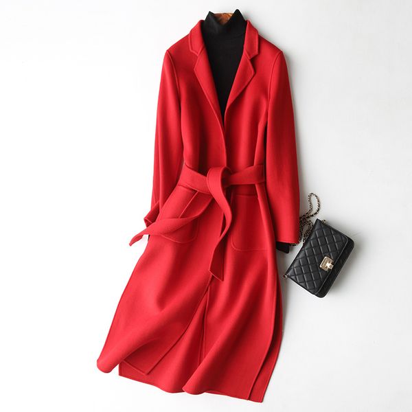 fashion new woolen coat women autumn winter korean long belt double sided wool jacket overcoat ladies wool outwear, Black
fashion new woolen coat women autumn winter korean long belt double sided wool jacket overcoat ladies wool outwear, Black