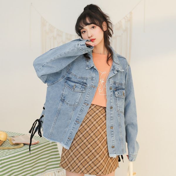 women spring burr hem jeans jackets 2019 new fashion ripped side bandage jackets women denim coat cowboy clothing, Black;brown
women spring burr hem jeans jackets 2019 new fashion ripped side bandage jackets women denim coat cowboy clothing, Black;brown