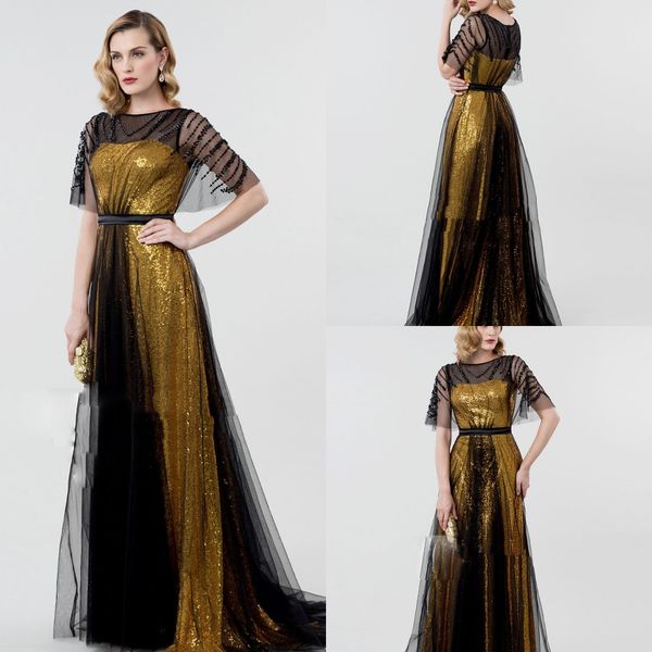 2020 modest elegant jewel half sleeve a line evening dresses sequins sash formal dresses sweep train party gowns, Black;red
2020 modest elegant jewel half sleeve a line evening dresses sequins sash formal dresses sweep train party gowns, Black;red