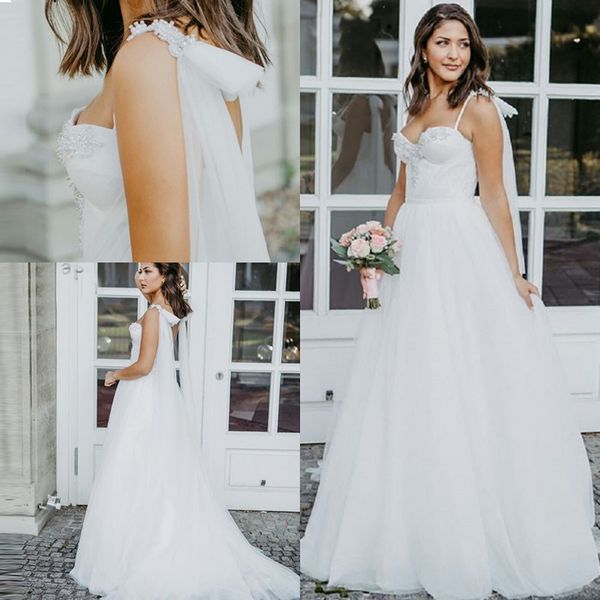 new fashion spaghetti strap a line backless wedding dress tulle beading sweetheart sweep train beach vestido de novia bridal gown with pearl, White
new fashion spaghetti strap a line backless wedding dress tulle beading sweetheart sweep train beach vestido de novia bridal gown with pearl, White