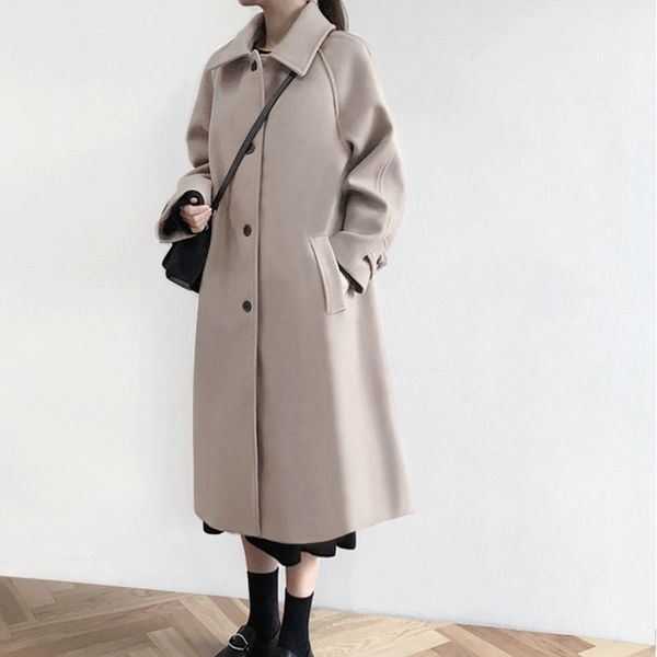 woolen coat female long section 2018 autumn winter new preppy style korean thickening long over the knee wool coat lq576, Black
woolen coat female long section 2018 autumn winter new preppy style korean thickening long over the knee wool coat lq576, Black