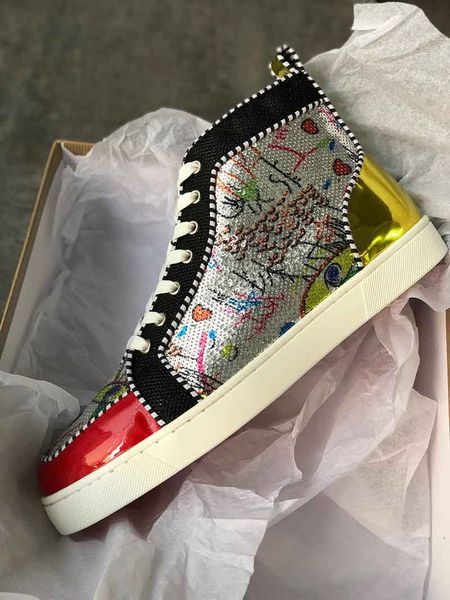 new season red bottom sneakers men casual shoes luxury print silver pink pik no limit rare studs and rhinestones graffiti, Black
new season red bottom sneakers men casual shoes luxury print silver pink pik no limit rare studs and rhinestones graffiti, Black