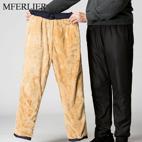 spring winter men pants plus size 5xl 6xl 7xl 8xl weight 150kg warm pants, Black