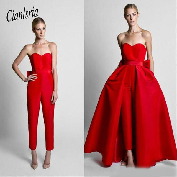 red jumpsuits evening dresses with detachable skirt sweetheart prom dresses custom made formal party dress pants for women, White;black
red jumpsuits evening dresses with detachable skirt sweetheart prom dresses custom made formal party dress pants for women, White;black