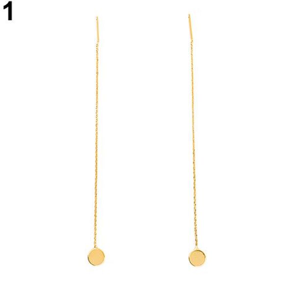 women's fashion simple bar circle pendant dangle chain linear earrings jewelry stylish sweet gift for girlfriend, Silver
women's fashion simple bar circle pendant dangle chain linear earrings jewelry stylish sweet gift for girlfriend, Silver
