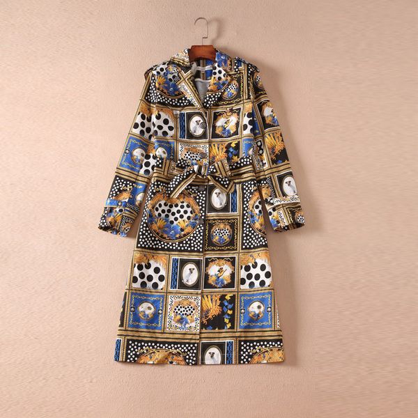 european and american women's wear autumn 2018 the new long sleeve lapel restoring ancient ways is printed trench coat, Tan;black
european and american women's wear autumn 2018 the new long sleeve lapel restoring ancient ways is printed trench coat, Tan;black
