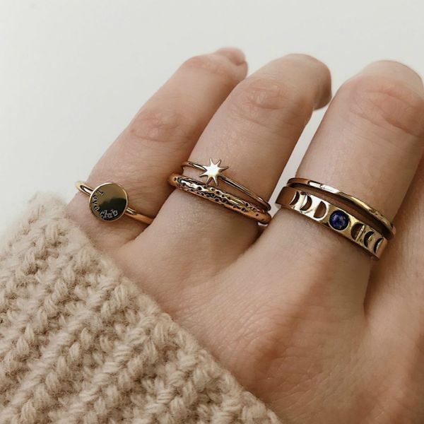 new ring popular fashion simple retro star letters rings for women combination simple elegant jewelry ring set wholesale, Golden;silver
new ring popular fashion simple retro star letters rings for women combination simple elegant jewelry ring set wholesale, Golden;silver