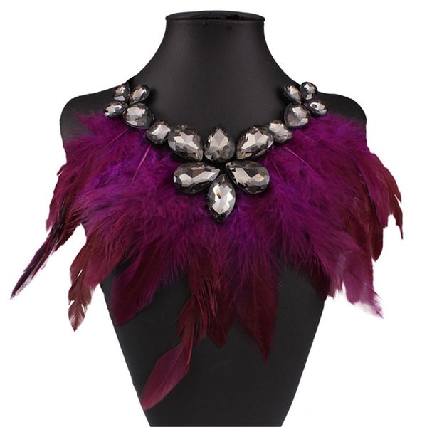 large rhinestone necklace for women pendant girls multicolor personality choker feather fashion necklace, Blue;slivery
large rhinestone necklace for women pendant girls multicolor personality choker feather fashion necklace, Blue;slivery