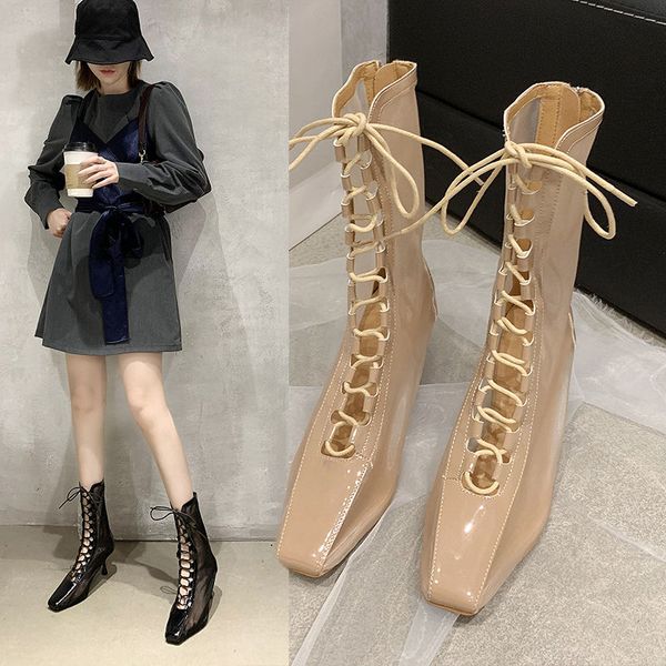 2020 new mesh sandals boots woman summer booties square toe hollow out women's spring shoes rome style black apricot
2020 new mesh sandals boots woman summer booties square toe hollow out women's spring shoes rome style black apricot
