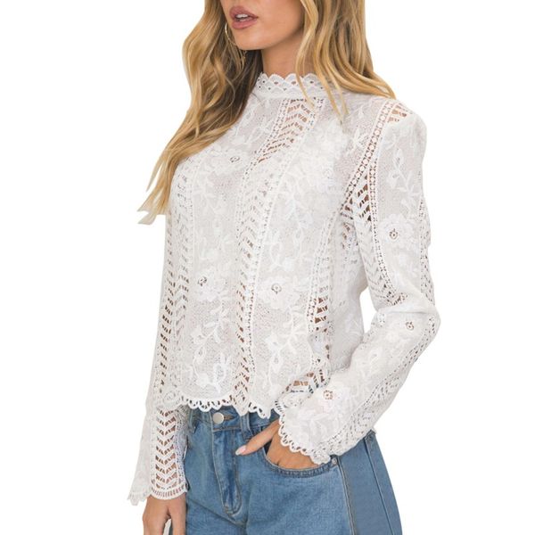 fashion hollowed out ruffed lace shirts women tops women sexy slim long sleeve blouses, White
fashion hollowed out ruffed lace shirts women tops women sexy slim long sleeve blouses, White