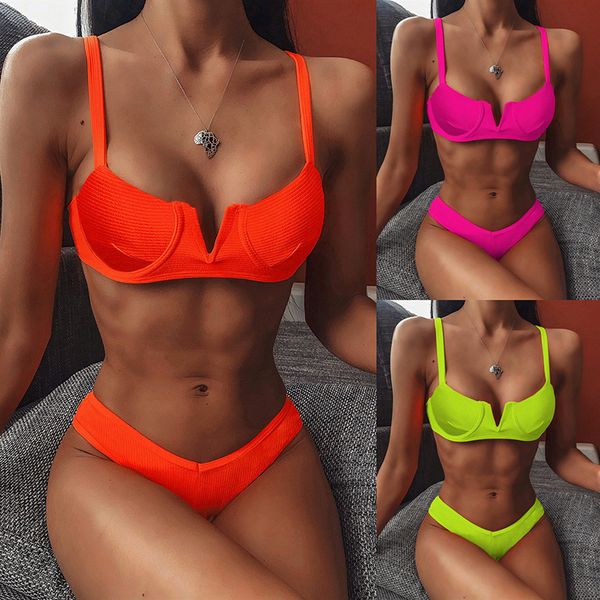 women's swimwear neon green underwired high waist bikini women 2021 push up swimsuit female ribbed two-pieces set bathing suit, White;black
women's swimwear neon green underwired high waist bikini women 2021 push up swimsuit female ribbed two-pieces set bathing suit, White;black