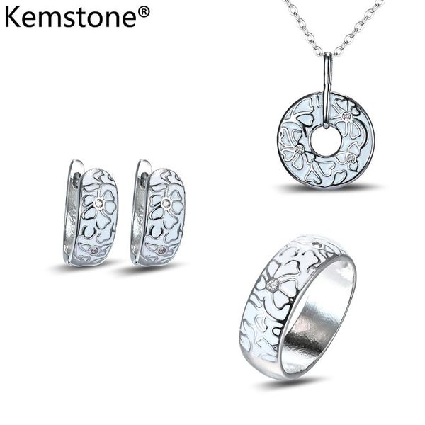 kemstone white enamel ceramic copper flower jewelry sets women female flowers pendant necklace ring hoop earrings sets gift, Silver
kemstone white enamel ceramic copper flower jewelry sets women female flowers pendant necklace ring hoop earrings sets gift, Silver