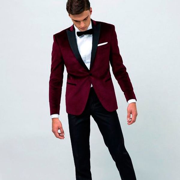 two piece burgundy men suits for groom wear 2019 black peaked lapel trim fit blazer one button groomsmen tuxedos (jacket + pant, Black;gray
two piece burgundy men suits for groom wear 2019 black peaked lapel trim fit blazer one button groomsmen tuxedos (jacket + pant, Black;gray