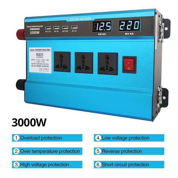 inverter 12v/24v 220v inverter car 3000w modefied sine wave 4-usb dual digital display voltage converter 12v 220v inversor
inverter 12v/24v 220v inverter car 3000w modefied sine wave 4-usb dual digital display voltage converter 12v 220v inversor