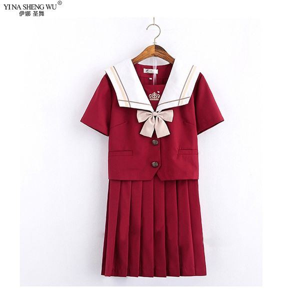 red japanese school jk uniform sailor suit pleated skirt new short long sleeves high school for girl women set skirt cosplay, White
red japanese school jk uniform sailor suit pleated skirt new short long sleeves high school for girl women set skirt cosplay, White