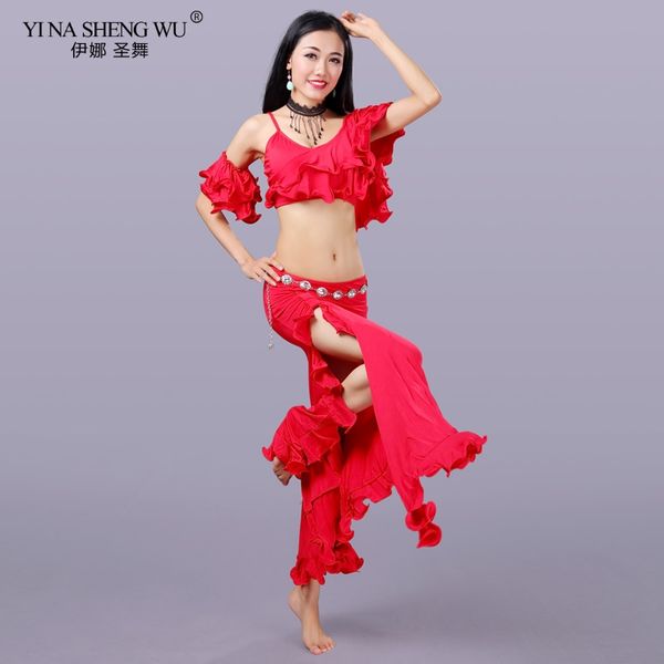 women bellydance split skirt sling class wear modal 2 pieces belly dance costume set dress for girls, Black;red
women bellydance split skirt sling class wear modal 2 pieces belly dance costume set dress for girls, Black;red
