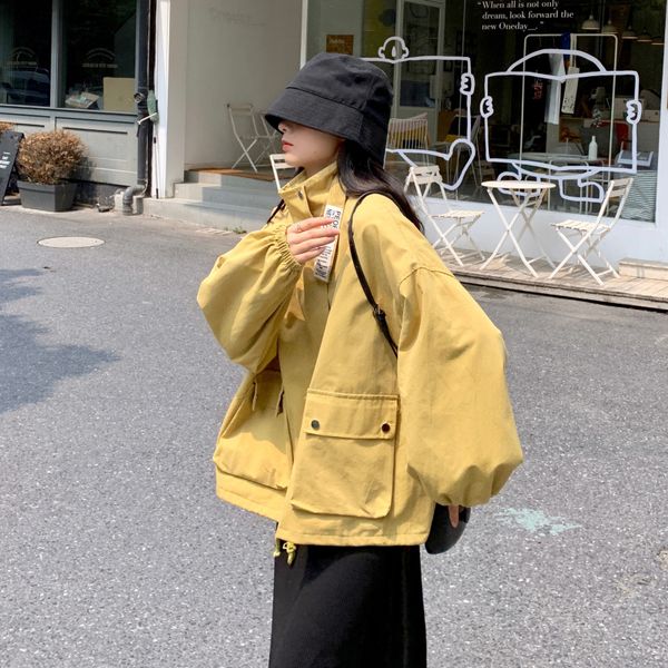 women's autumn korean new jacket ins fashion design sense wild loose student long sleeve jacket women's cargo coats ml058, Black;brown
women's autumn korean new jacket ins fashion design sense wild loose student long sleeve jacket women's cargo coats ml058, Black;brown