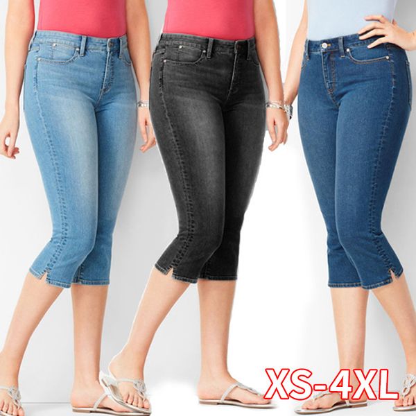 woman's jeans black denim pants ladies cropped trousers skinny knee length jeans women elastic high waist mom plus size, Blue
woman's jeans black denim pants ladies cropped trousers skinny knee length jeans women elastic high waist mom plus size, Blue