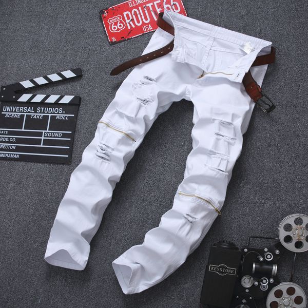 2019 dhl men jeans pencil pants slim fit pencil pants vintage zipper denim distressed stretch ripped jeans 6colors, Blue
2019 dhl men jeans pencil pants slim fit pencil pants vintage zipper denim distressed stretch ripped jeans 6colors, Blue