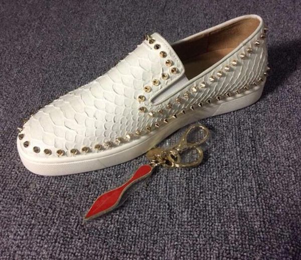 men loafers flat shoes brand design,luxurious brand red bottom sneakers pik boat man flats python patent leather crystal rivets trainers, Black
men loafers flat shoes brand design,luxurious brand red bottom sneakers pik boat man flats python patent leather crystal rivets trainers, Black
