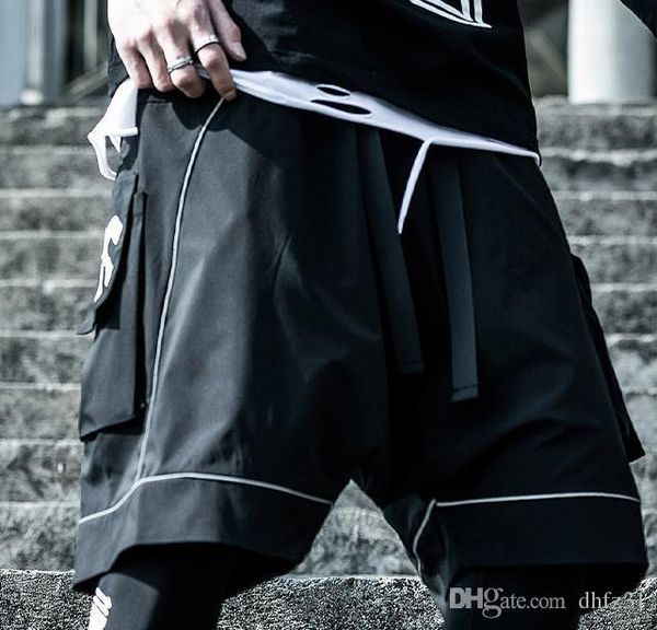 dark reflective hip hop overalls shorts men's summer tactics knee length men's shorts jogging pants street shorts, White;black
dark reflective hip hop overalls shorts men's summer tactics knee length men's shorts jogging pants street shorts, White;black