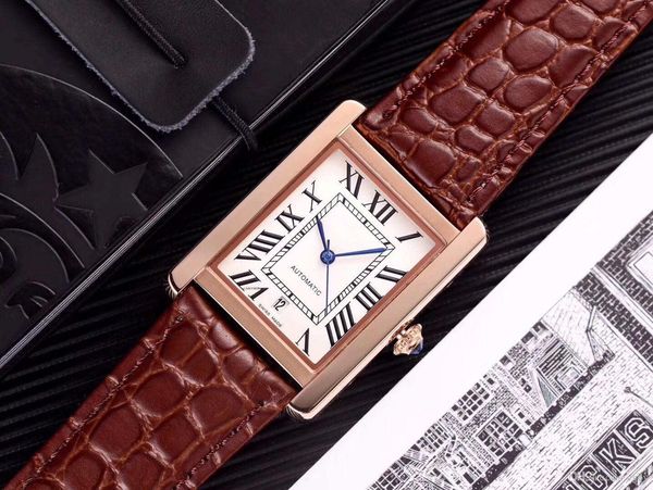 2-pin tank shito column men's watch, imported cowhide strap, fully automatic mechanical movement, imported coated crystal glass, Slivery;brown
2-pin tank shito column men's watch, imported cowhide strap, fully automatic mechanical movement, imported coated crystal glass, Slivery;brown