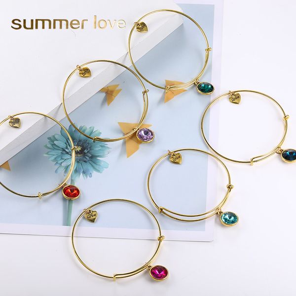 birthstone vintage gold expandable wire love charm bracelet bangles for women diy bangle friend birthday gifts wholesale, Golden;silver
birthstone vintage gold expandable wire love charm bracelet bangles for women diy bangle friend birthday gifts wholesale, Golden;silver