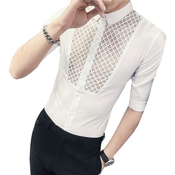 2018 summer new lace see through social club party shirt men slim fit wedding prom transparent shirt chemise homme, White;black
2018 summer new lace see through social club party shirt men slim fit wedding prom transparent shirt chemise homme, White;black